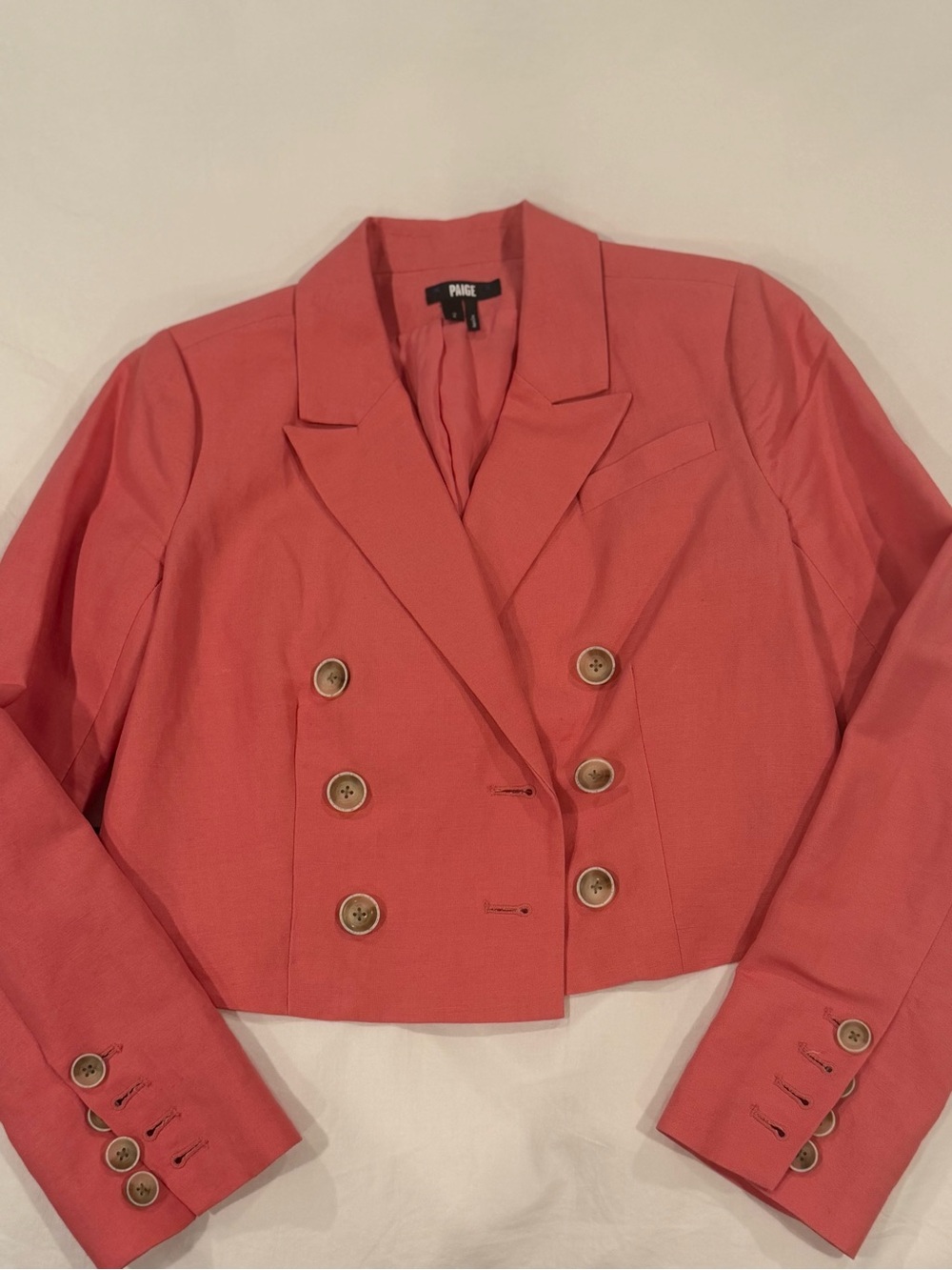 PAIGE Eclipse Double-Breasted Cropped Blazer in Dusty Bubblegum